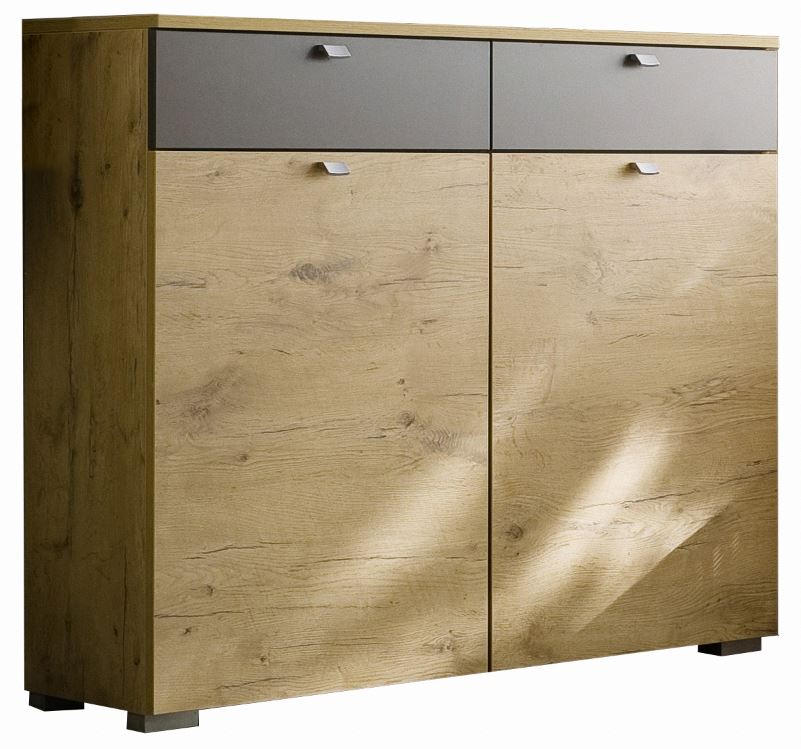 MEHRZWECKSCHRANK 98/100/34 cm  in Braun, Eichefarben  - Eichefarben/Silberfarben, Design, Holzwerkstoff/Kunststoff (98/100/34cm) - Moderano