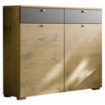 MEHRZWECKSCHRANK 98/100/34 cm  - Eichefarben/Silberfarben, Design, Holzwerkstoff/Kunststoff (98/100/34cm) - Moderano