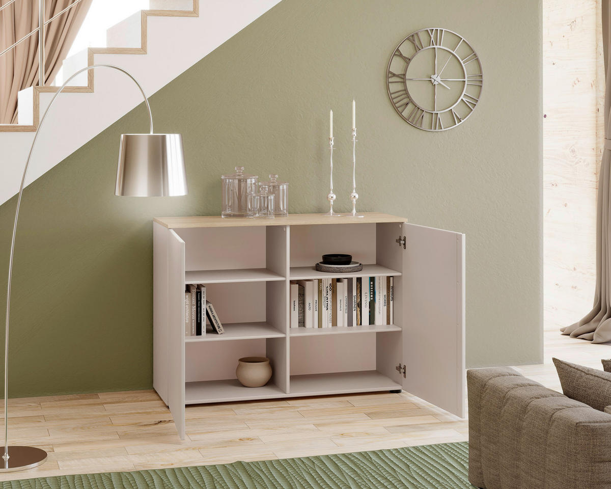 KOMODA   120,2/89/43 cm   boje hrasta, kašmir  - kašmir/boje hrasta, Design, drvni materijal/metal (120,2/89/43cm) - Voleo