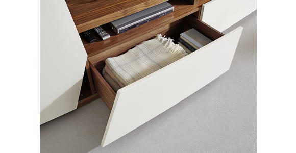 WOHNWAND 300/205/52 cm in Nussbaumfarben, Sandfarben - Sandfarben/Nussbaumfarben, Design, Holz/Holzwerkstoff (300/205/52cm) - Ambiente