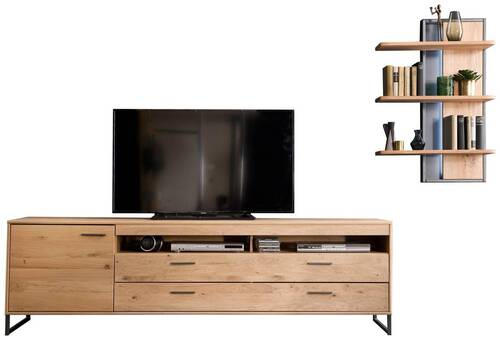 HYLLKOMBINATION  i ekfärgad  265/183/50 cm  - svart/ekfärgad, Design, metall/trämaterial (265/183/50cm) - Livetastic