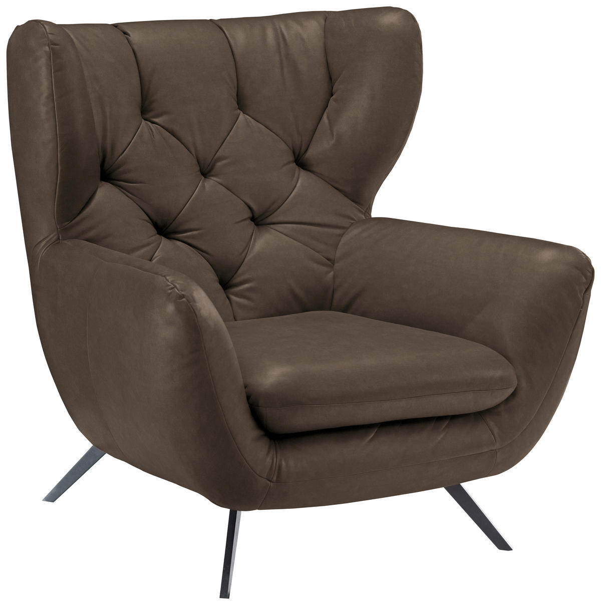 CHESTERFIELD-SESSEL in Mikrofaser Hellbraun  - Hellbraun/Schwarz, Design, Textil/Metall (100/106/95cm) - Pure Home Lifestyle