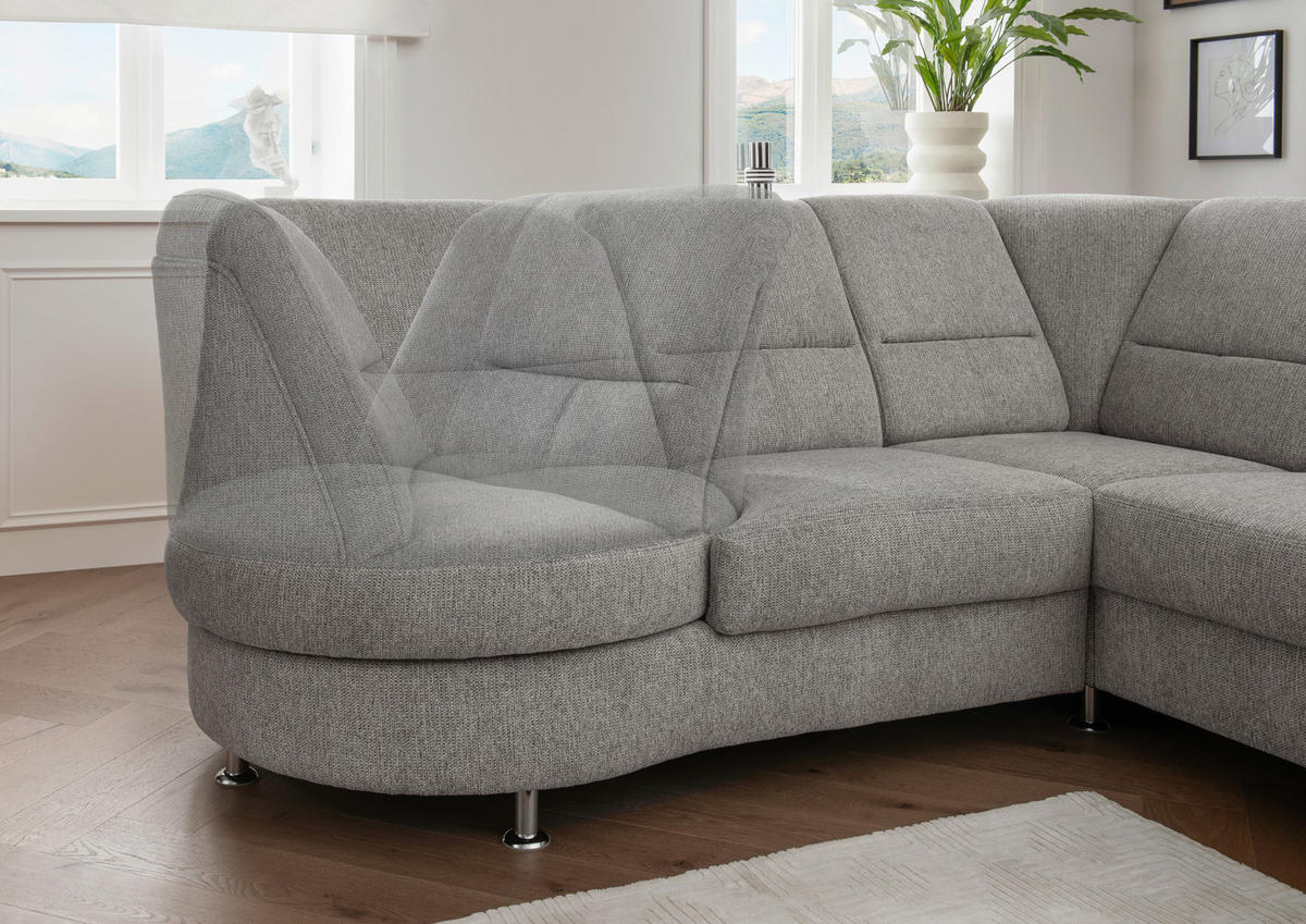 ECKSOFA Silberfarben Chenille  - Chromfarben/Silberfarben, MODERN, Textil/Metall (236/275cm) - Livetastic