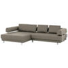 ECKSOFA in Echtleder Hellbraun  - Hellbraun, Design, Leder/Metall (188/307cm)
