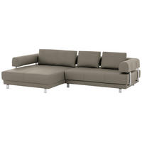 ECKSOFA in Echtleder Hellbraun  - Hellbraun, Design, Leder/Metall (188/307cm)