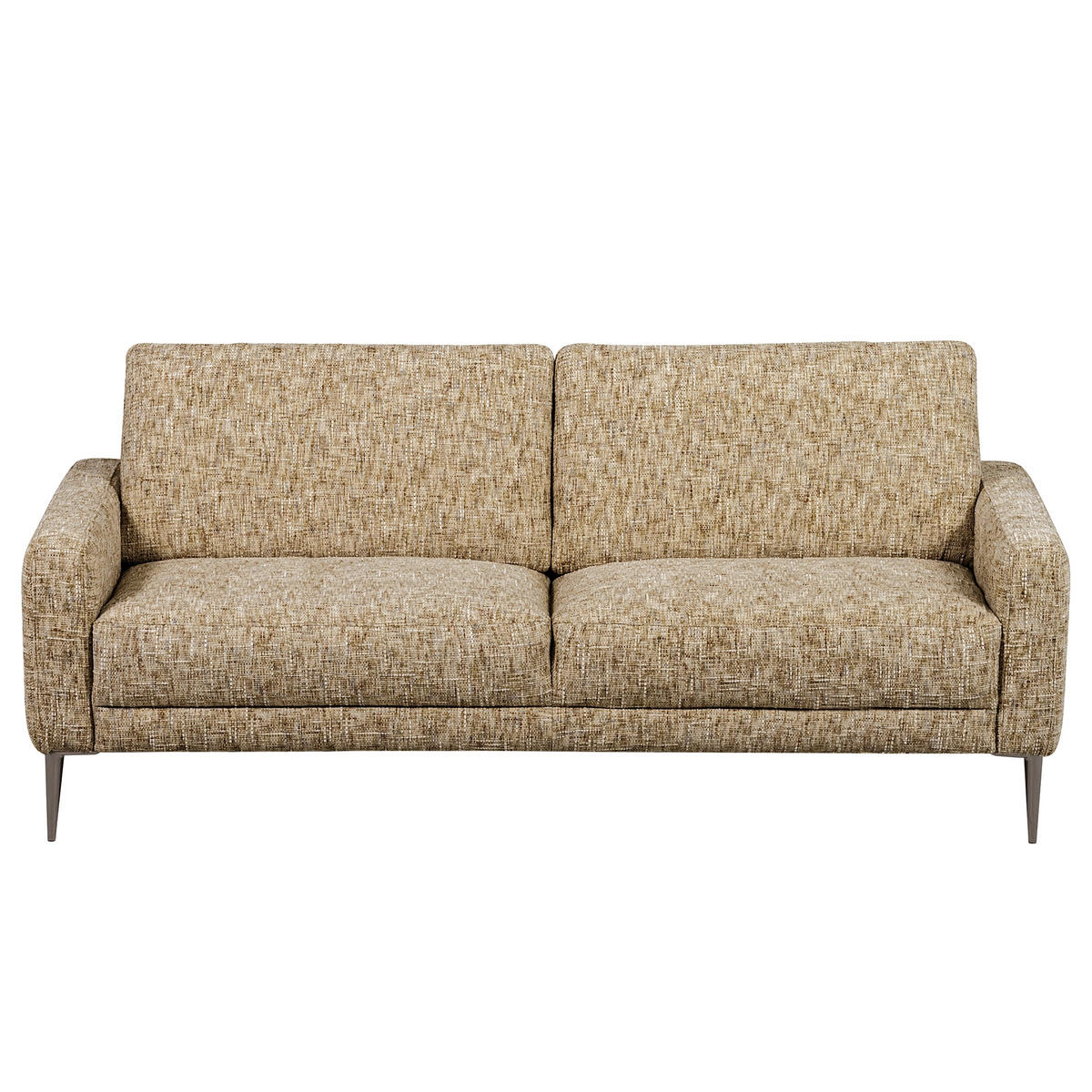 3,5-SITZER - Hellbraun/Schwarzchrom, Design, Textil/Metall (207/85/92cm) - Livetastic