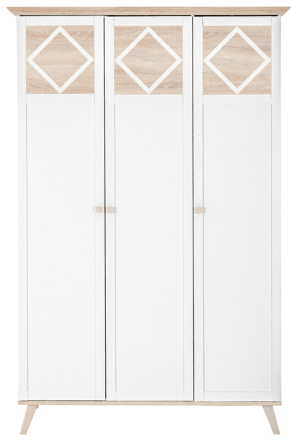 DULAP CU UȘI ROTATIVE alb, culoare lemn stejar  - alb/culoare lemn stejar, Design, material pe bază de lemn (133/204/59cm) - Livetastic