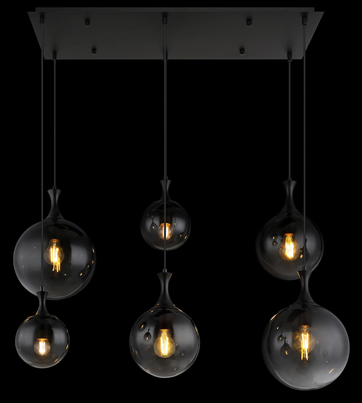 HÄNGELEUCHTE 97/48/141 cm    - Schwarz, Design, Glas/Kunststoff (97/48/141cm) - Globo