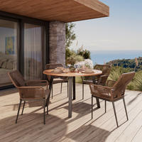 STOL VRTNI     crna, boje tikovine  drvo, metal  - boje tikovine/crna, Moderno, drvo/metal (130/130/75cm) - Ambia Garden