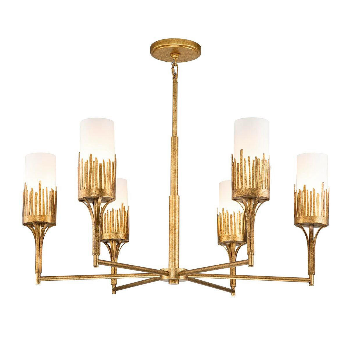 KRONLEUCHTER Alora 87,6/83,8/83,8 cm  - Goldfarben, KONVENTIONELL, Glas/Metall (87,6/83,8/83,8cm) - Elstead Lighting