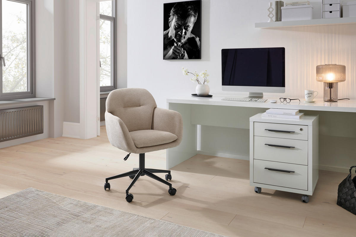 DREHSTUHL  in Webstoff Beige  - Beige/Schwarz, MODERN, Kunststoff/Textil (55/85-95/60cm) - MID.YOU