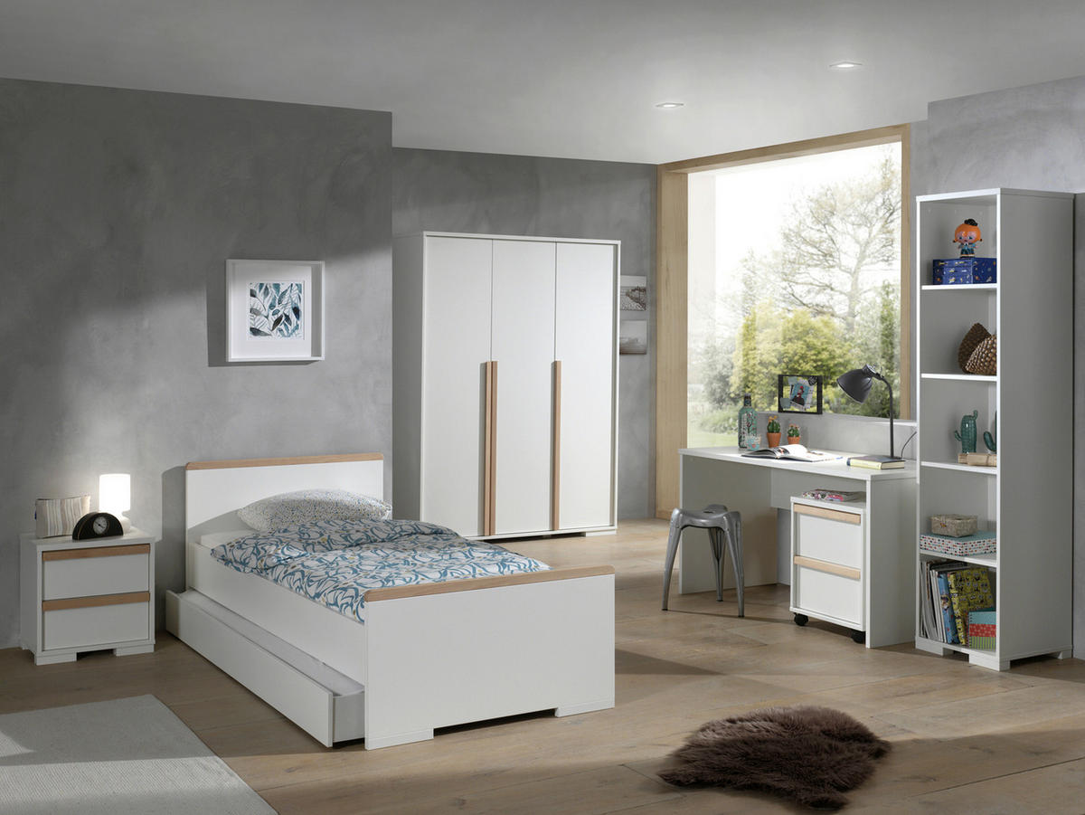 NACHTSCHRANK 48,1/48,8/40 cm  - Buchefarben/Weiß, MODERN, Holz/Holzwerkstoff (48,1/48,8/40cm) - MID.YOU