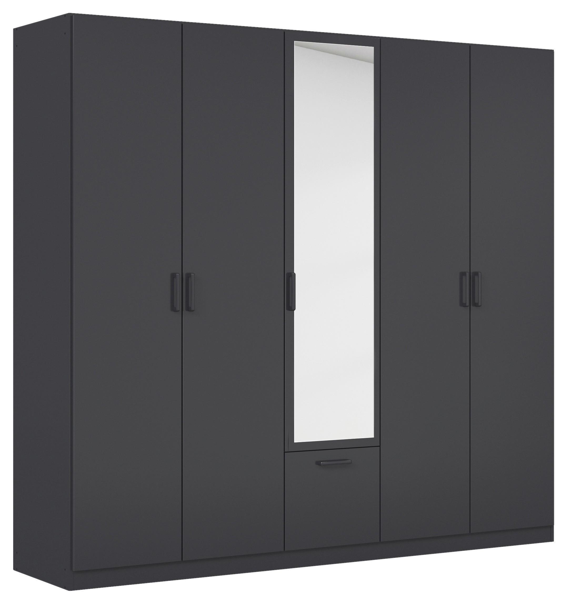 KLEIDERSCHRANK 226/210/54 cm,  in Grau, 5-türig  - Grau, Basics, Holzwerkstoff/Metall (226/210/54cm) - Rauch Möbel