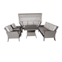 LOUNGEGARNITUR 24-teilig  - Hellgrau/Grau, Romantik / Landhaus, Glas/Kunststoff (252/209cm) - Amatio