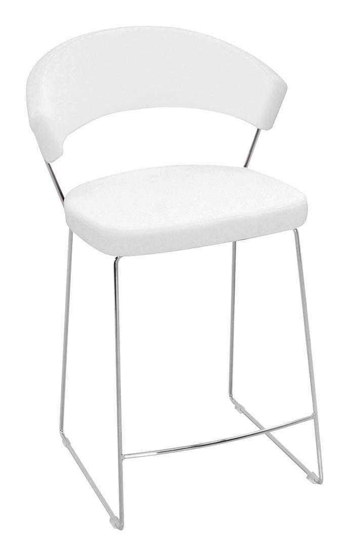 BARHOCKER in Metall, Leder Weiß, Chromfarben  - Chromfarben/Weiß, Design, Leder/Metall (57/91/55cm) - Connubia 