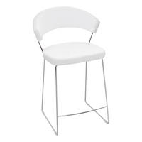 BARHOCKER in Metall, Leder Weiß, Chromfarben  - Chromfarben/Weiß, Design, Leder/Metall (57/91/55cm) - Connubia 