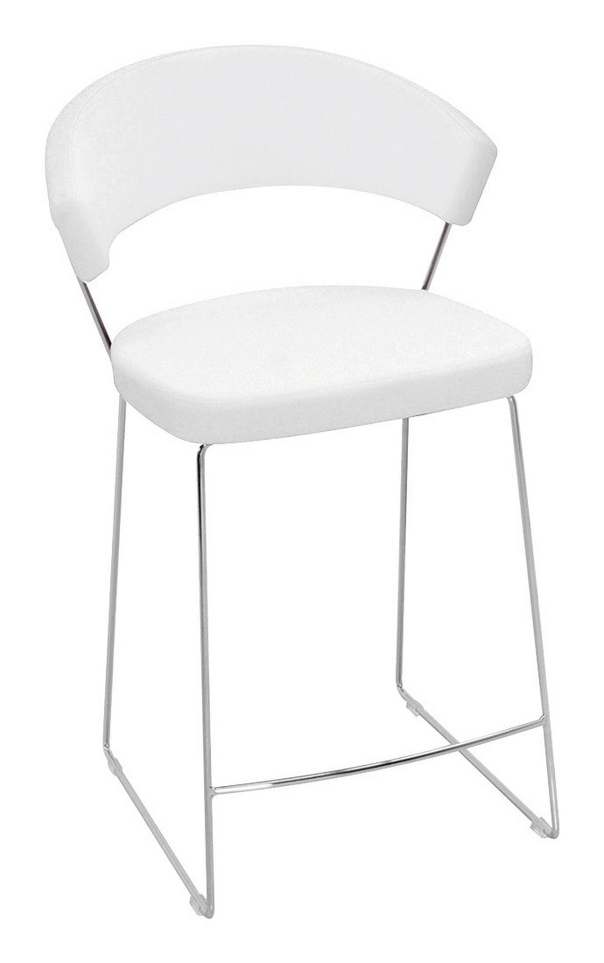 BARHOCKER in Metall, Leder Weiß, Chromfarben  - Chromfarben/Weiß, Design, Leder/Metall (57/91/55cm) - Connubia 