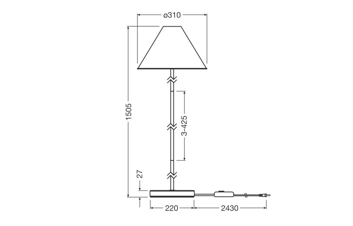 STEHLEUCHTE 31/150.5 cm    - Basics, Papier/Metall (31/150.5cm) - Osram