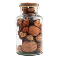 DEKOFLASCHE - Hellbraun, LIFESTYLE, Glas/Naturmaterialien (14/27/14cm) - Kayoom