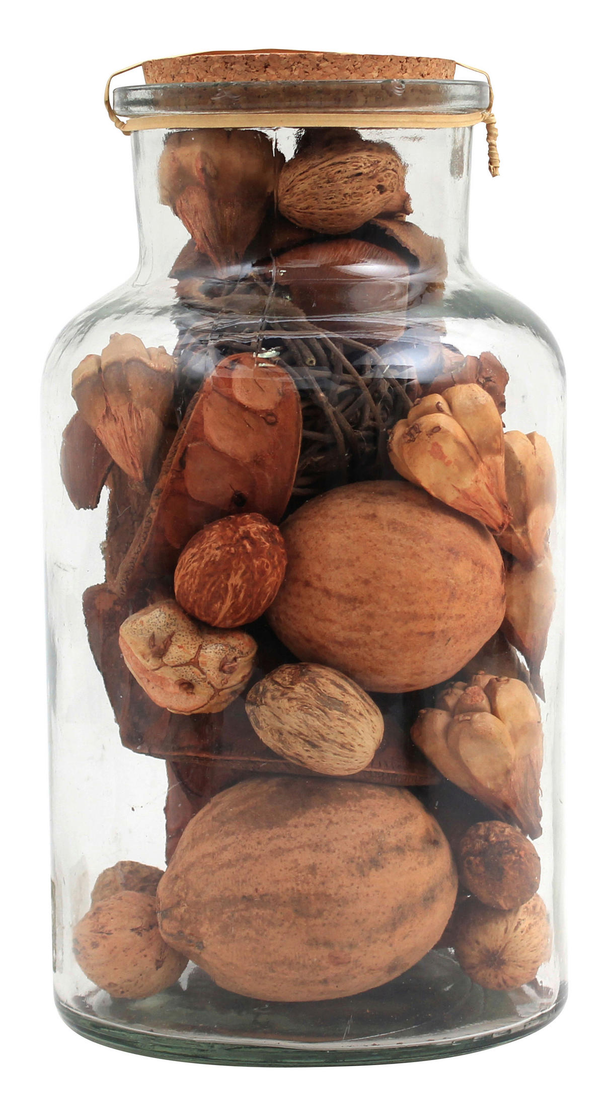 DEKOFLASCHE - Hellbraun, LIFESTYLE, Glas/Naturmaterialien (14/27/14cm) - Kayoom