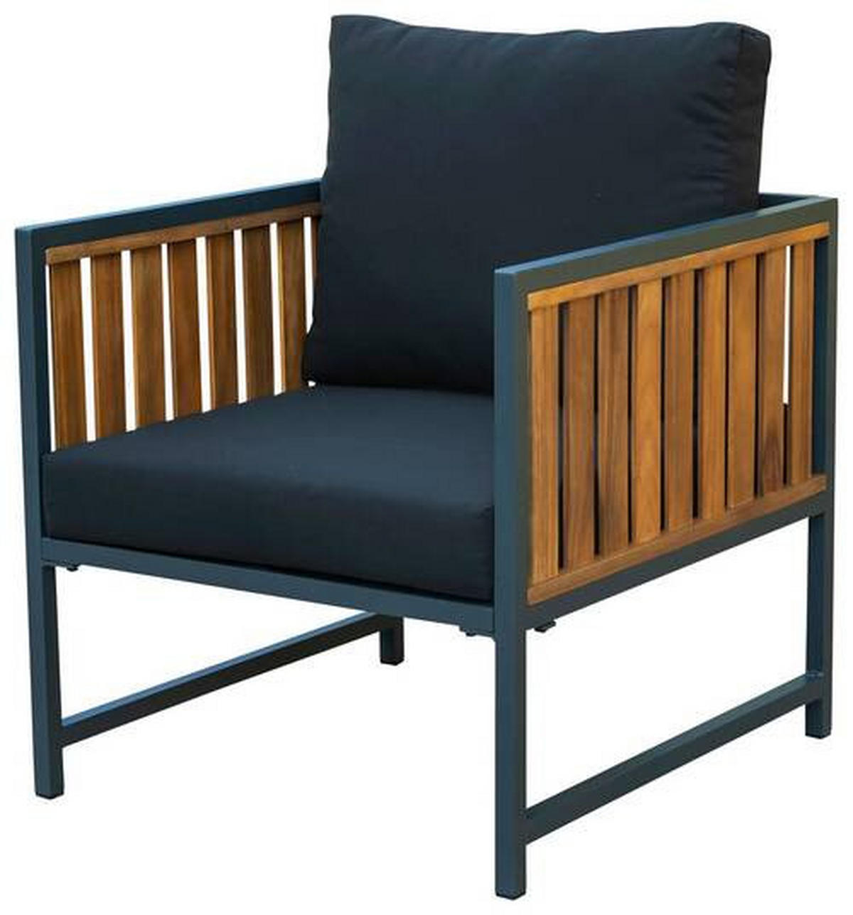 BAŠTENSKI SET 4 dela  - crna/boja eukaliptusa, Dizajnerski, drvo/metal - Ambia Garden