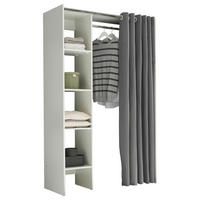 OTVORENI ORMAR ZA ODJEĆU     - bijela/siva, Basics, drvni materijal/tekstil (120-157/195/50cm) - MID.YOU