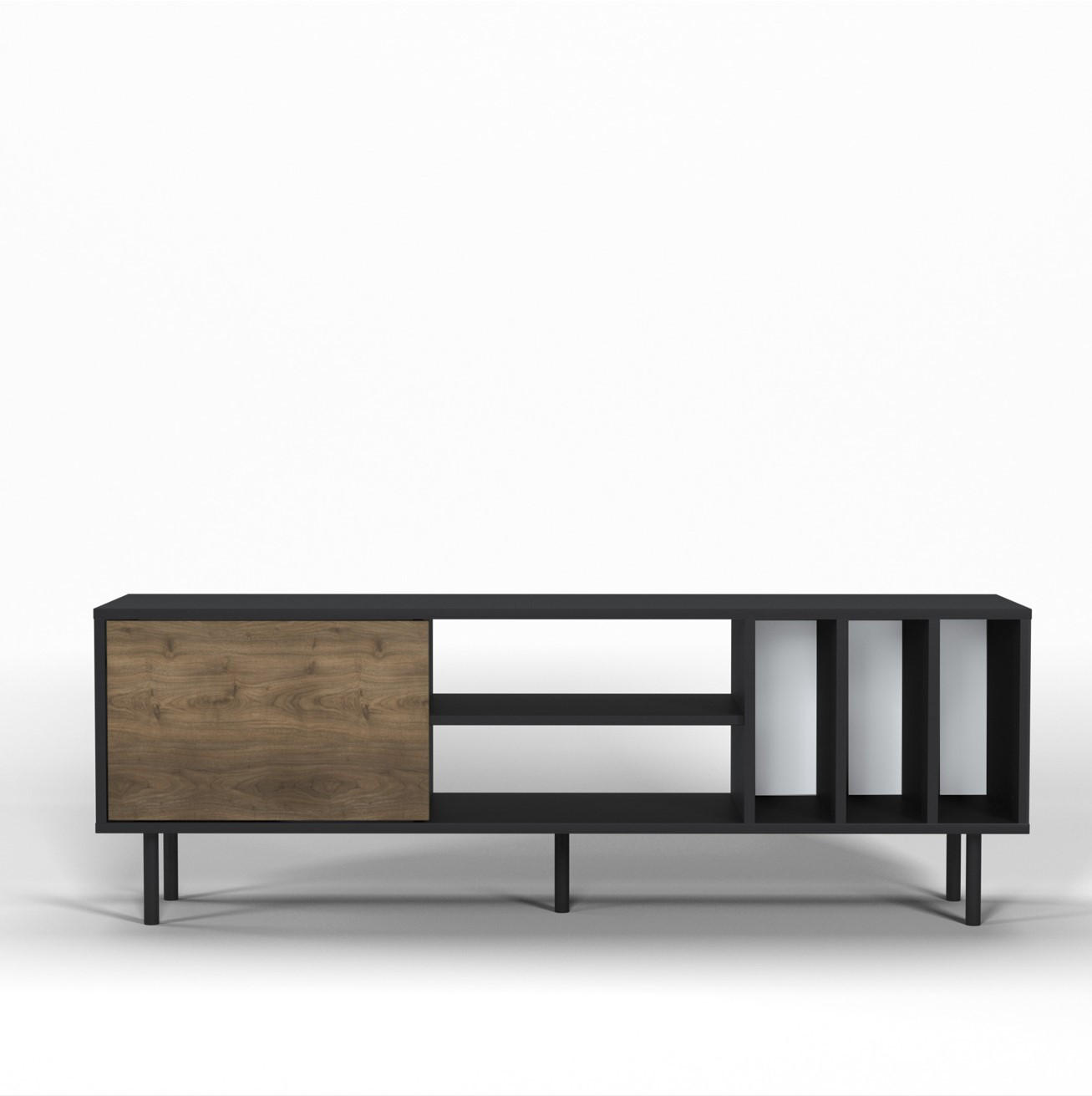 Livetastic NÍZKA KOMODA, čierna, farba vlašského orecha, 160/57/35 cm