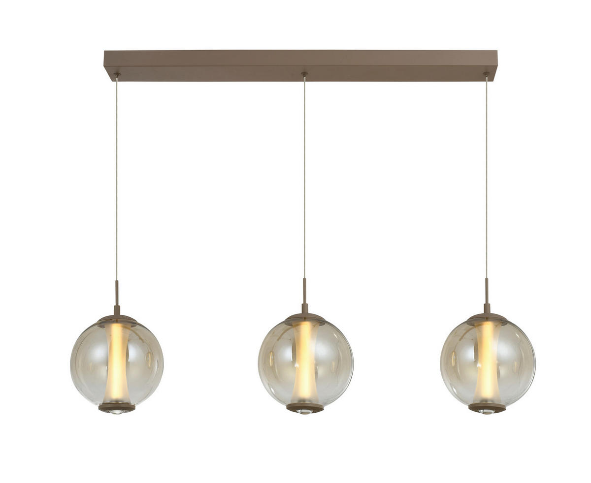 LED-HÄNGELEUCHTE Orleans 94/150/18 cm  - Sandfarben, Design, Glas/Metall (94/150/18cm)