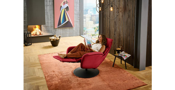 RELAXSESSEL in Leder Rot  - Rot/Schwarz, Design, Leder/Metall (76/108/86cm) - Dieter Knoll