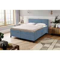 POSTELJA Z VZMETNICO 180 cm   x 200 cm  , les, tekstil modra  - modra/črna, Moderno, umetna masa/tekstil (180/200cm) - MID.YOU