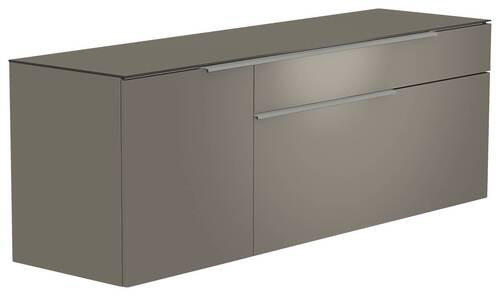 LOWBOARD in 160/65/45 cm - Alufarben/Grau, Design, Glas/Holzwerkstoff (160/65/45cm) - Moderano