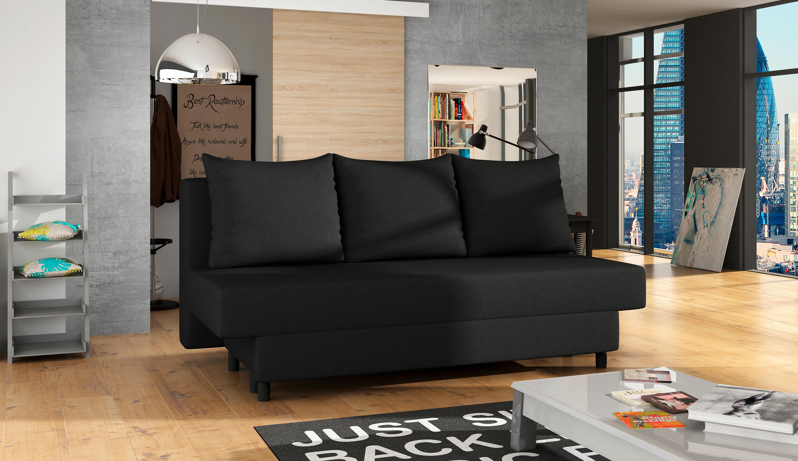 SCHLAFSOFA Textilgeflecht Anthrazit  - Anthrazit/Schwarz, Design, Kunststoff/Textil (190/83/82cm) - MID.YOU