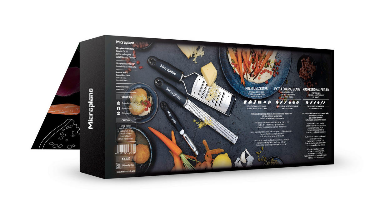 SET KUHINJSKIH PRIPOMOČKOV  Gourmet                   - barve nerjavečega jekla/črna, Basics, kovina/umetna masa - MICROPLANE