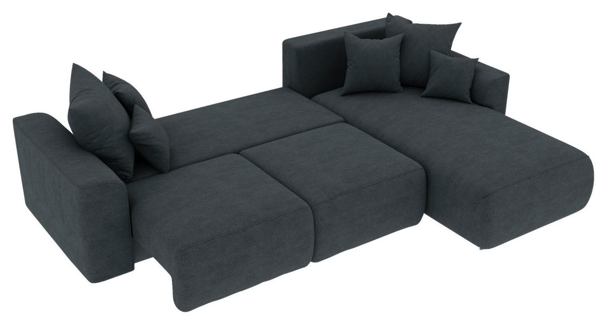 ECKSOFA in Lederlook Anthrazit  293/195 cm  - Chromfarben/Anthrazit, KONVENTIONELL, Kunststoff/Textil (293/195cm) - Carryhome