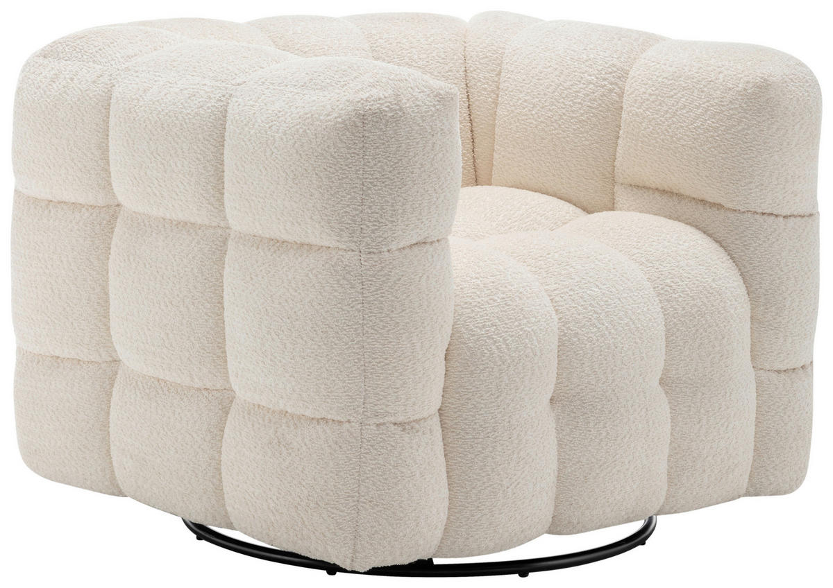 SESSEL in Bouclé Weiß  - Schwarz/Weiß, Design, Textil/Metall (94/83/71cm) - Livetastic