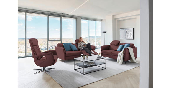 3-SITZER-SOFA in Leder Weinrot  - Weinrot/Schwarz, Design, Leder/Metall (190/84/99cm) - Dieter Knoll