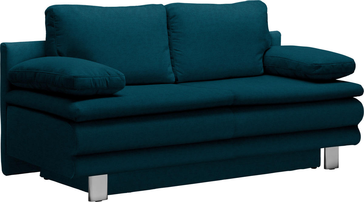 SCHLAFSOFA Petrol  - Chromfarben/Petrol, Design, Textil/Metall (194/96/86cm) - Novel