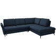 ECKSOFA in Chenille Blau  - Blau/Schwarz, Natur, Textil/Metall (288/233cm) - Valnatura