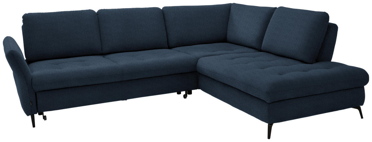 ECKSOFA Blau Chenille  - Blau/Schwarz, Natur, Textil/Metall (288/233cm) - Valnatura