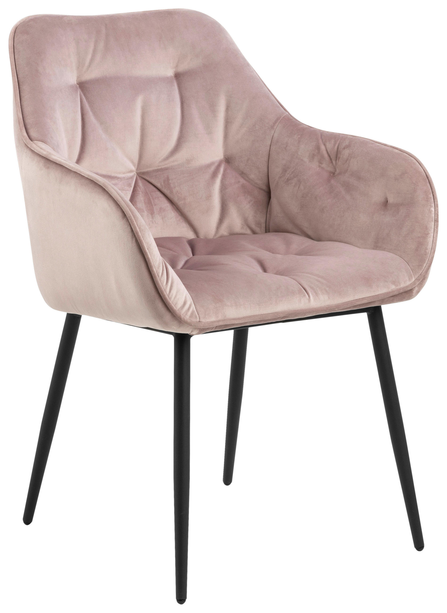 STOL MED ARMSTÖD stål sammet  - svart/rosa, Trend, metall/textil (58/83/55cm)