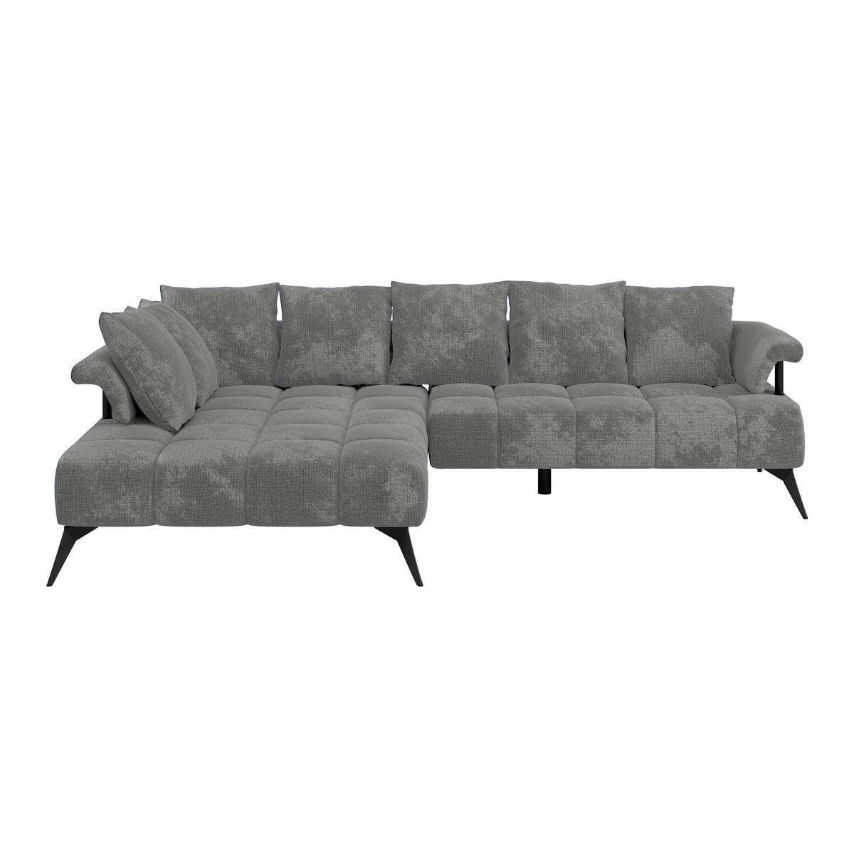 ECKSOFA VANESSA Grau Flachgewebe  - Schwarz/Grau, MODERN, Kunststoff/Textil (200/297cm) - Livetastic