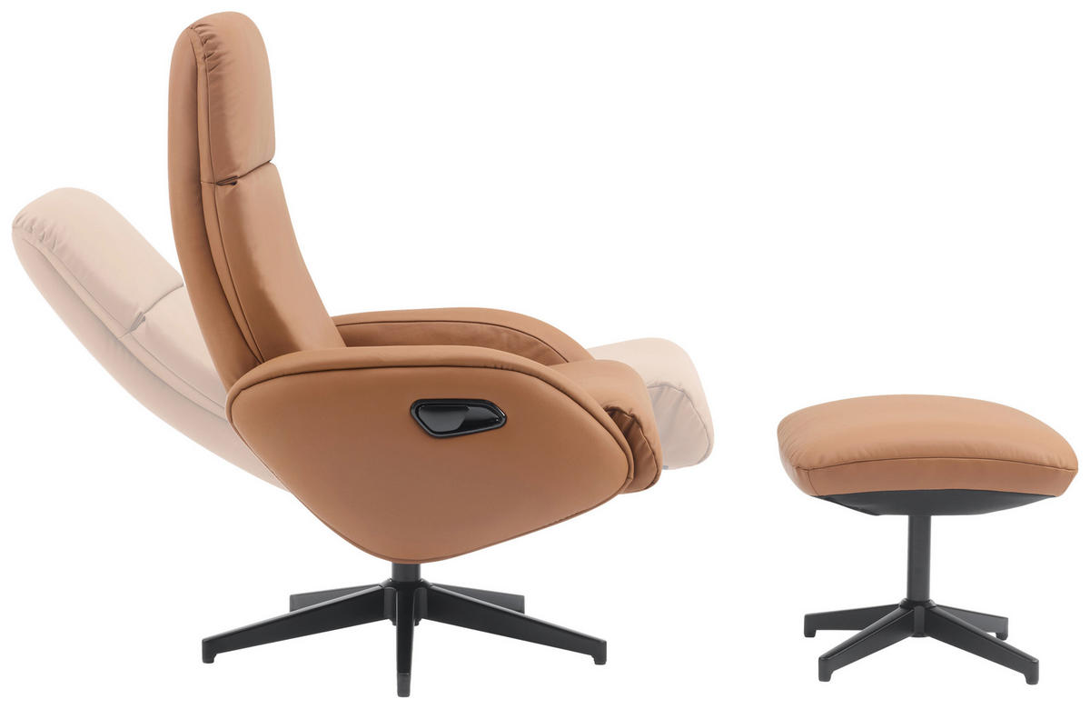 RELAXSESSELSET in Textil, Leder Braun  - Schwarz/Braun, Design, Leder/Textil (77/107/75cm) - Livetastic