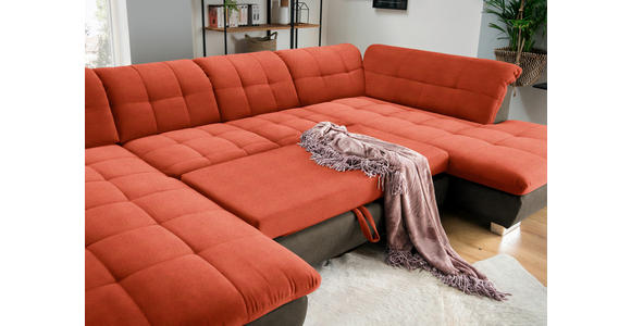 WOHNLANDSCHAFT  in Mikrofaser Orange  - Chromfarben/Orange, Design, Kunststoff/Textil (204/350/211cm) - Xora