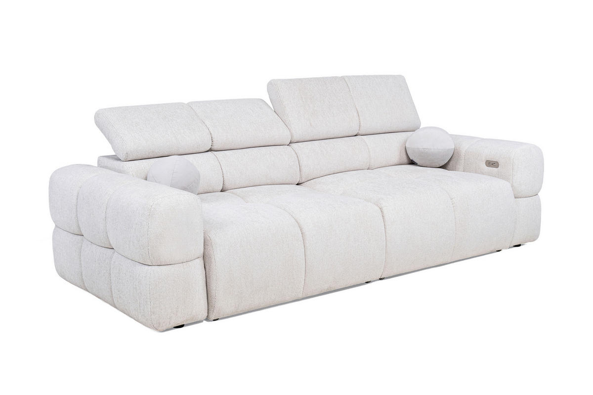 BIGSOFA Chenille Weiß  - Schwarz/Weiß, Design, Kunststoff/Textil (230/76-103/119cm) - Welnova