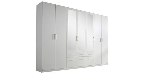 DREHTÜRENSCHRANK 7-türig Weiß  - Alufarben/Weiß, Basics, Holzwerkstoff/Kunststoff (315/229/54cm) - Xora