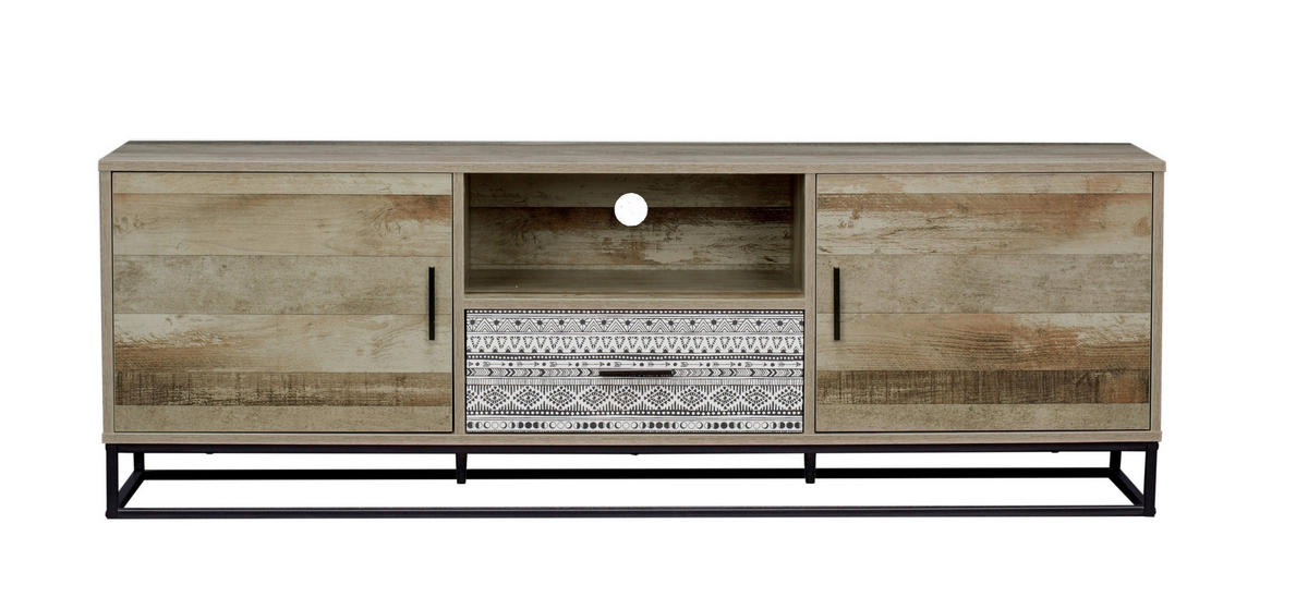 LOWBOARD  in 160/55/38 cm  - Graubraun/Schwarz, Design, Holzwerkstoff/Metall (160/55/38cm) - Livetastic