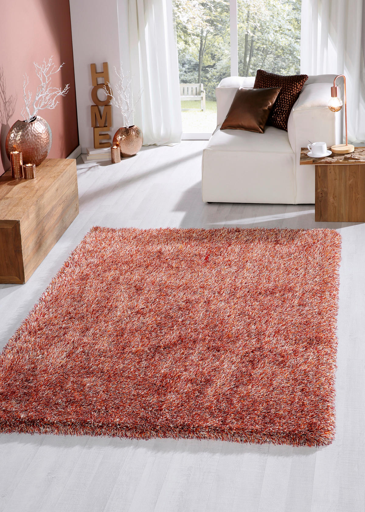 HOCHFLORTEPPICH 120 cm Koralle  - Koralle, Basics, Textil (120cm) - Novel