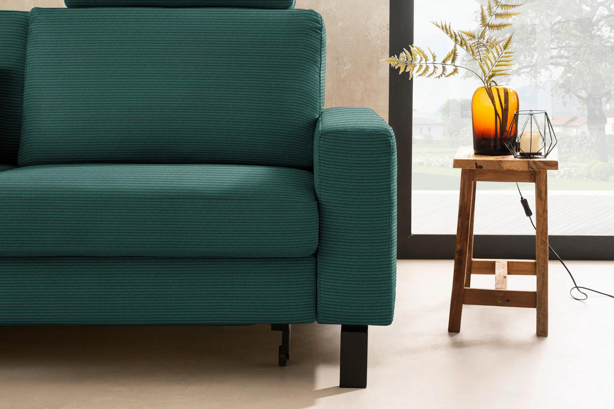 ECKSOFA Cord Waldgrün  - Waldgrün/Schwarz, Design, Textil/Metall (185/298cm) - Pure Home Lifestyle