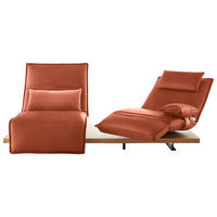 2-SITZER-SOFA in Echtleder Orange  - Eichefarben/Schwarz, Natur, Leder/Holz (240/63/115cm) - Koinor