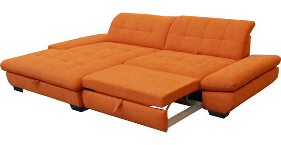 ECKSOFA in Mikrofaser Orange  198/290 cm  - Schwarz/Orange, Design, Textil/Metall (198/290cm) - Xora